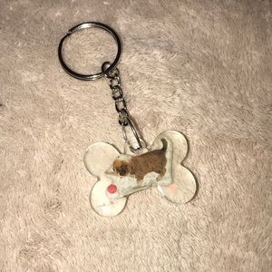 Custom epoxy mini bone 🦴 keychain with puppy sticker and wish